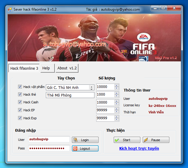 Hack Fifa online 3 phiên bản Pro V.1.2 siêu víp 2013
