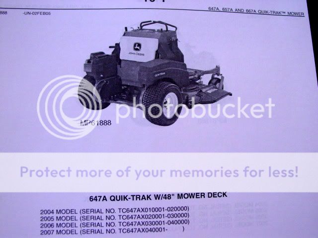 JOHN DEERE 647A 657A 667A QUIK TRAK MOWER PARTS MANUAL  