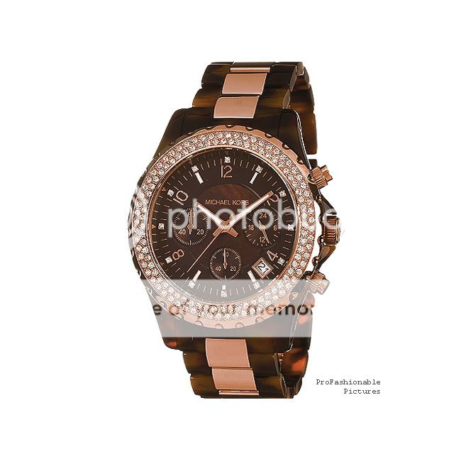 NEW 2012 MICHAEL KORS TORTOISE ACRYLIC ROSE GOLD GLITZ DIAL MK5416